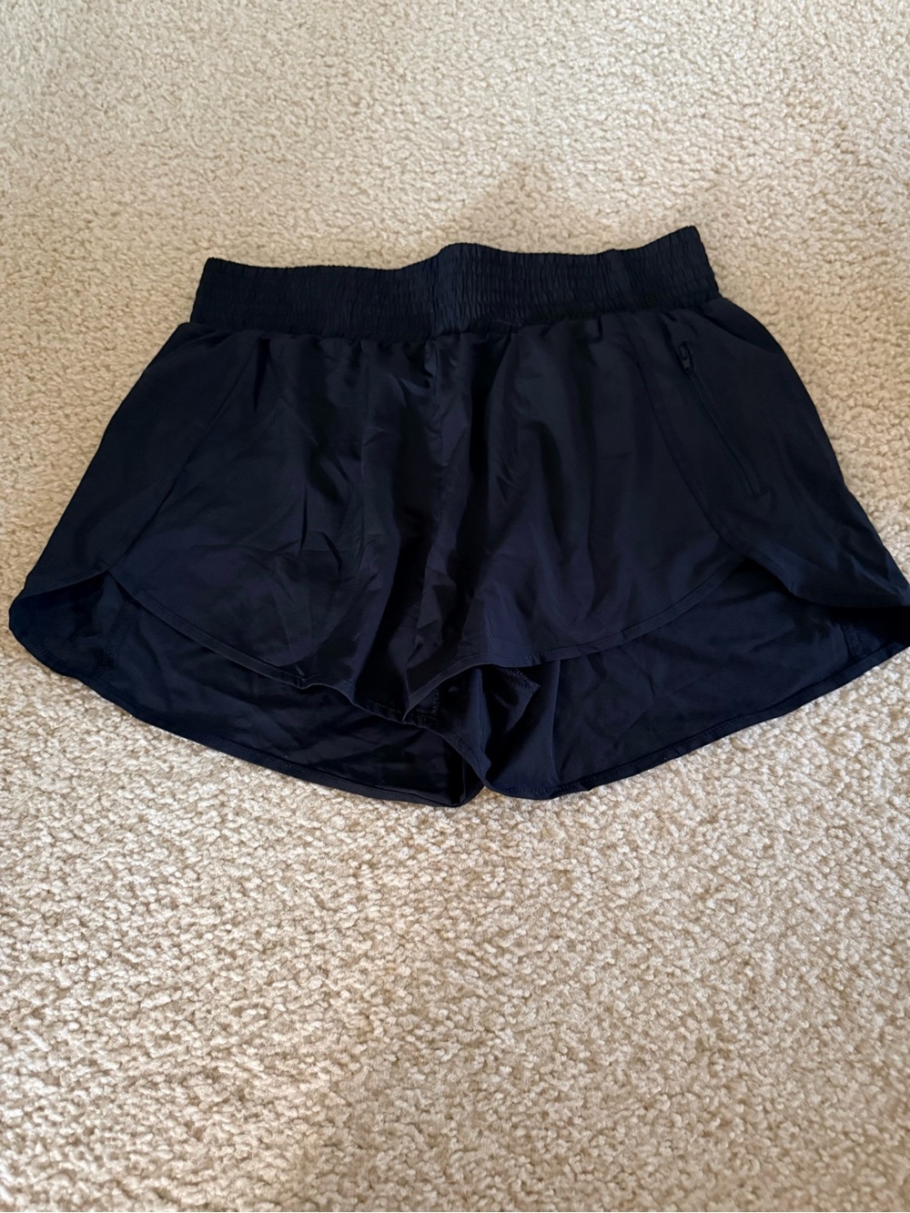 Women's Black Athletic Layered Running Shorts